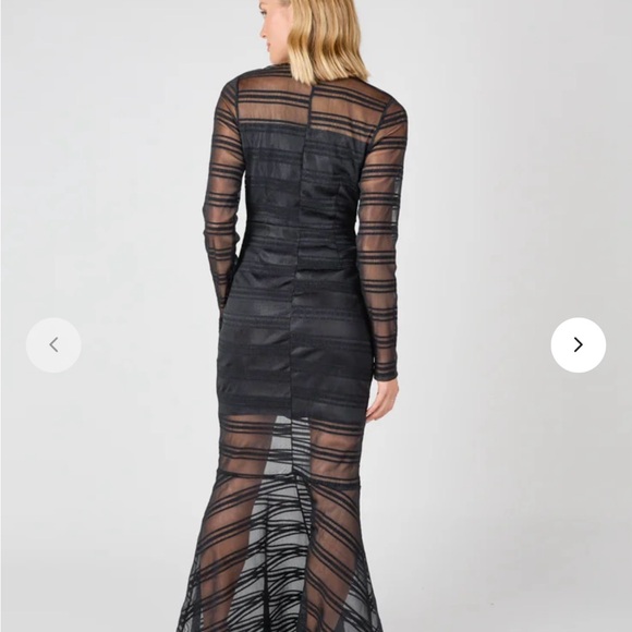 Long Sleeved Black Striped Mesh Dress BRAND NEW! - Picture 2 of 4